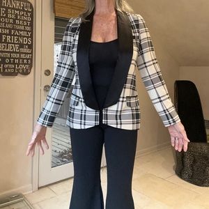 Haute hippie pale pink,black tuxedo jacket.